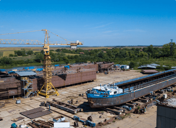 Shipyard infrastructure and vessel maintenance site