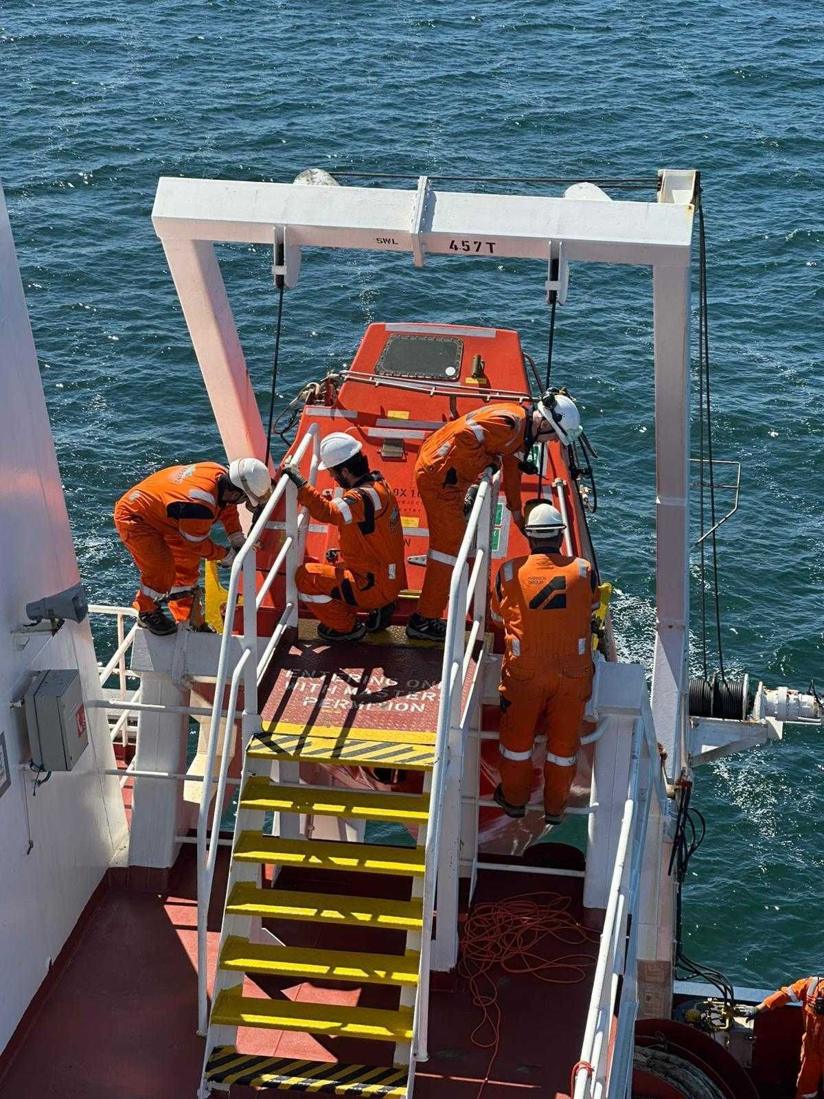 Crew member during vessel deck operations